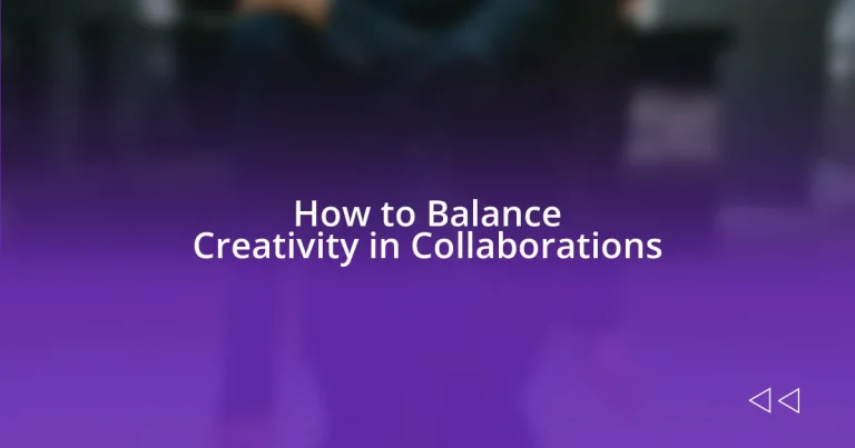 How to Balance Creativity in Collaborations