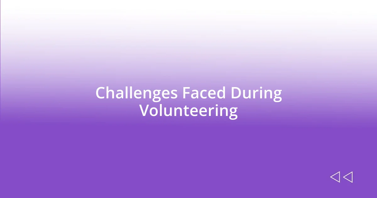 Challenges Faced During Volunteering